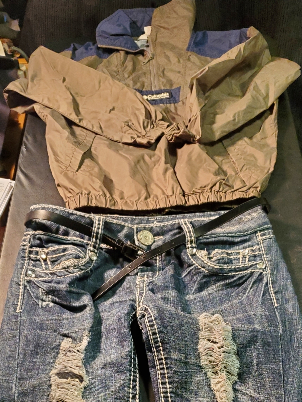 Almost Famous Blue Jeans Size 5 Kid with Black Belt/Columbia Spotswear Size 8 Ja
